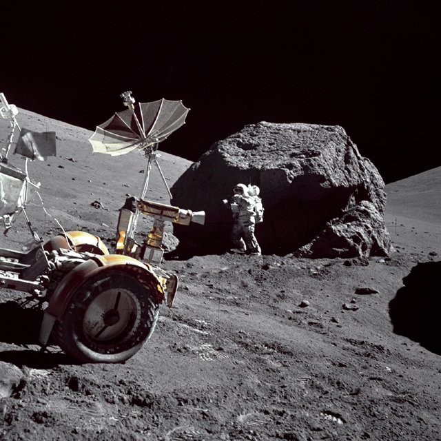 Space History Photo: Schmitt Next to Big Boulder